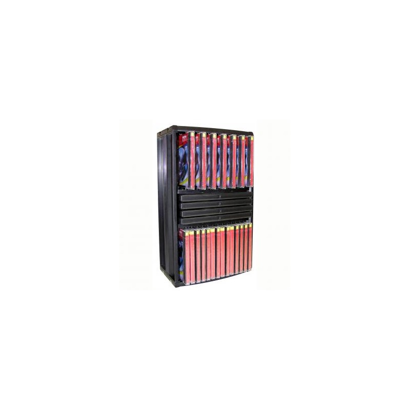Box na 4 szt. DVD, czarny, wieża, na 4DVD +28 CD jewel lub 17 DVD, składany