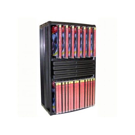 Box na 4 szt. DVD, czarny, wieża, na 4DVD +28 CD jewel lub 17 DVD, składany