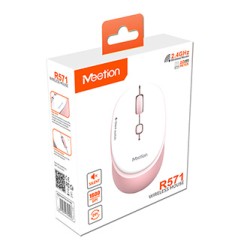 Meetion R571 Mysz bezprzewodowa, biało-różowa, 1600DPI