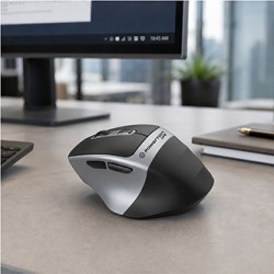 Powerton LIFE FLIXO Mysz bezprzewodowa, czarno-srebrna, 1600DPI