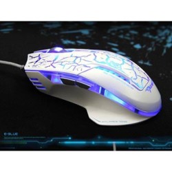 E-blue Mazer Pro Mysz przewodowa, biało-niebieska, 2500DPI, e-box