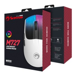 Marvo M727 Mysz przewodowa, biała, 12000DPI