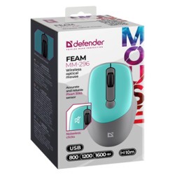 Defender FEAM MM-296 Mysz bezprzewodowa, turkusowa, 1600DPI