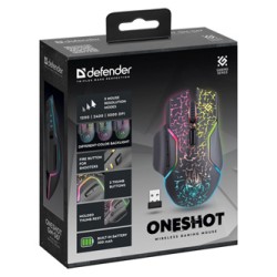 Defender Oneshot GM-067 LED Mysz bezprzewodowa, czarna, 3200DPI