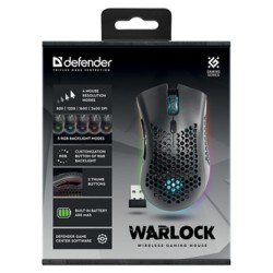 Defender Warlock GM-709L Mysz bezprzewodowa, czarna, 2400DPI