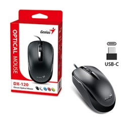 Genius DX-120 Mysz przewodowa, czarna, 1200DPI, USB-C