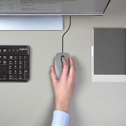 Logitech M110 Silent Mysz przewodowa, szara, 1000DPI