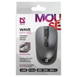 Defender WAVE MM-995 Mysz bezprzewodowa, srebrna, 1600DPI