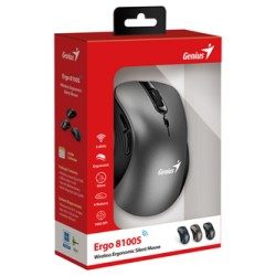 Genius Ergo 8100S Mysz bezprzewodowa, metaliczna szara, 1600DPI