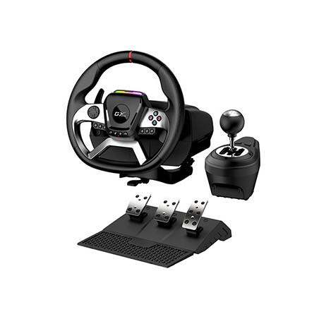 Kierownica Genius GX Gaming SpeedMaster X5 FF, kierownica z pedałami i dźwignią zmiany biegów, USB-C, czarny, PC, PS4, XBOX One