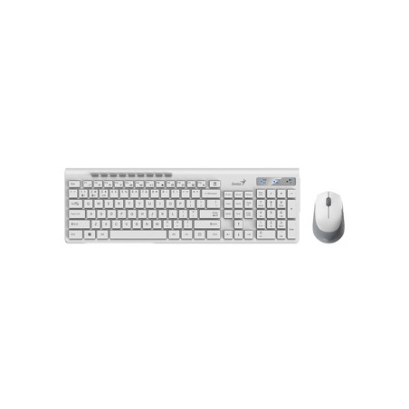 Genius SlimStar 8230 zestaw klawiatura bezprzewodowa CZ/SK, biała z myszą optyczną bezprzewodową, 1x AA, 1x AA, klasyczna, Dual-
