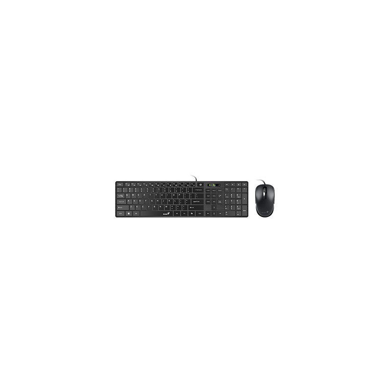 Genius SlimStar C126 COPILOT zestaw klawiatura przewodowa (USB) CZ/SK, czarna z optyczną myszką, niski profil