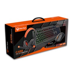 Meetion C490 zestaw klawiatura przewodowa (USB) US, czarna mysz dla gracza, podkładka, klawiatura