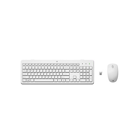 HP HP 230 Zestaw klawiatur bezprzewodowa CZ, biała z myszą optyczną bezprzewodową, AA, klasyczna, nano odbiornik USB rodzaj 2.4 