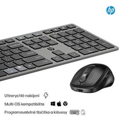 HP 720 Zestaw klawiatur bezprzewodowa CZ, czarna z myszą optyczną bezprzewodową, klasyczna, nano odbiornik USB rodzaj 2.4 [GHz]