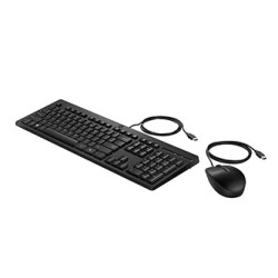 HP 225 G2 Wired Mouse Keyboard Black zestaw klawiatura USB-A CZ/SK, czarna mysz przewodowa UBA-A, Układ 3-strefowy, USB-A rodzaj