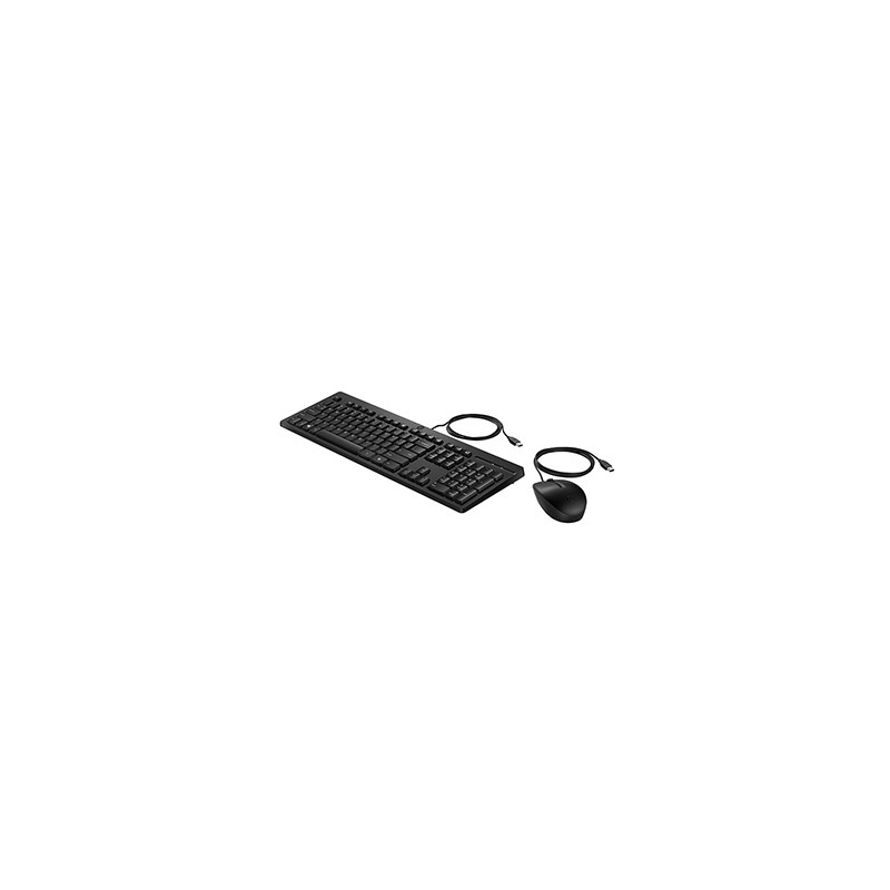 HP 225 G2 Wired Mouse Keyboard Black zestaw klawiatura USB-A CZ/SK, czarna mysz przewodowa UBA-A, Układ 3-strefowy, USB-A rodzaj