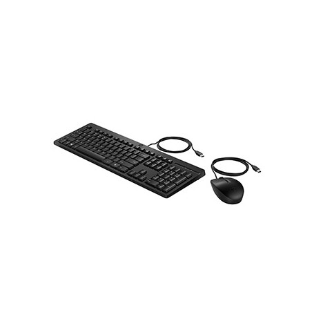 HP 225 G2 Wired Mouse Keyboard Black zestaw klawiatura USB-A CZ/SK, czarna mysz przewodowa UBA-A, Układ 3-strefowy, USB-A rodzaj