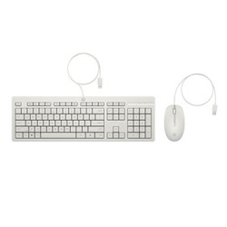 HP 225 G2 Wired Mouse Keyboard White zestaw klawiatura USB-A CZ/SK, biała mysz przewodowa UBA-A, Układ 3-strefowy, USB-A rodzaj