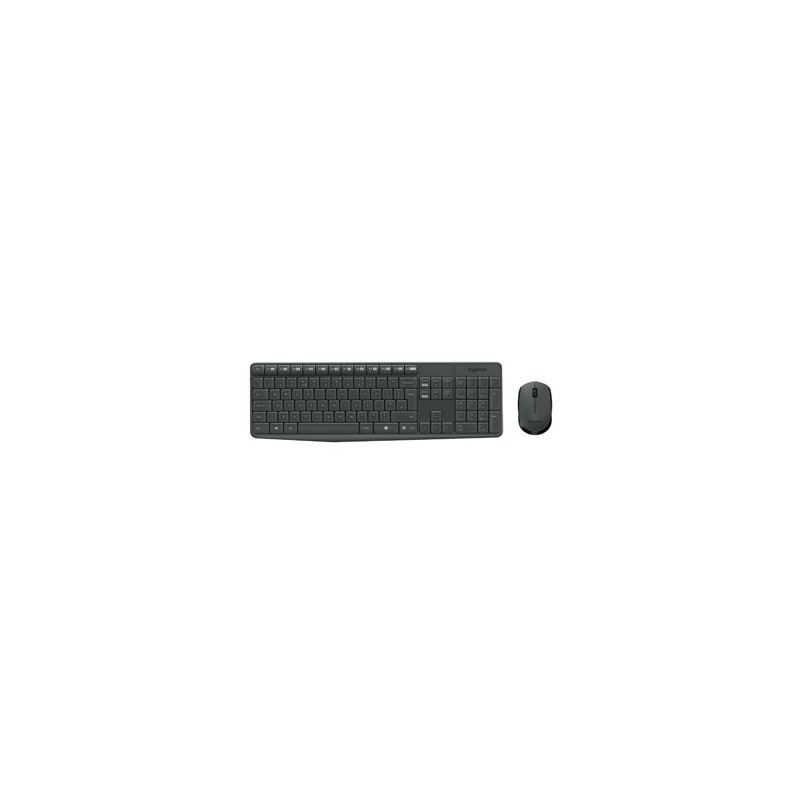 Logitech MK235 Zestaw klawiatur bezprzewodowa US, czarna z myszą optyczną bezprzewodową, AAA, klasyczna, 2.4 [Ghz], 1x bateria A