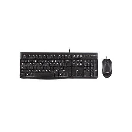 Logitech MK120 zestaw klawiatura przewodowa (USB) US, czarna z przewodową myszą optyczną, klasyczna