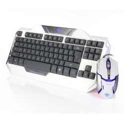 E-blue Auroza zestaw klawiatura przewodowa (USB) US, biała z optyczną mysz do gier, do gry