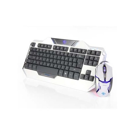E-blue Auroza zestaw klawiatura przewodowa (USB) US, biała z optyczną mysz do gier, do gry