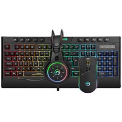 Marvo CM305 RGB zestaw klawiatura przewodowa (USB) US, czarna + mysz i słuchawki dla graczy, do gry, membranowa rodzaj RGB podśw