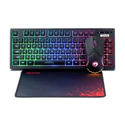 Marvo CM310 EN RGB zestaw klawiatura przewodowa (USB) US, czarna + mysz i podkładka dla graczy, do gry, membranowa rodzaj podświ
