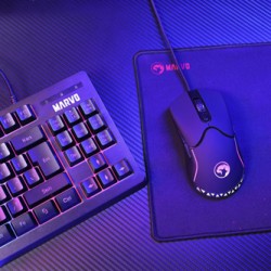 Marvo CM310 EN RGB zestaw klawiatura przewodowa (USB) US, czarna + mysz i podkładka dla graczy, do gry, membranowa rodzaj podświ