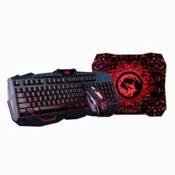 Marvo KM400 zestaw klawiatura przewodowa (USB) CZ/SK, czarna + mysz i podkładka dla graczy, do gry, membranowa rodzaj podświetlo