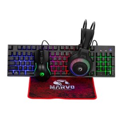 Marvo LOOT 40 zestaw klawiatura przewodowa (USB) CZ/SK, czarna mysz dla gracza, podkładka, klawiatura, podświetlona