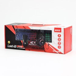 Marvo LOOT 40 zestaw klawiatura przewodowa (USB) CZ/SK, czarna mysz dla gracza, podkładka, klawiatura, podświetlona