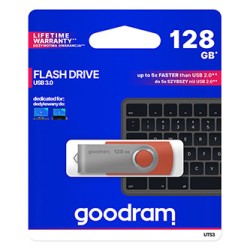 Goodram USB flash disk, USB 3.0, 128GB, UTS3, czerwony, UTS3-1280R0R11, USB A, z obrotową osłoną