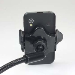 Uchwyt mobilu,PDA,GPS Logo przegłubowy, do samochodu, regulowana szerokość, czarny, plastikowy, z portem USB 1,5A, czarna, telef