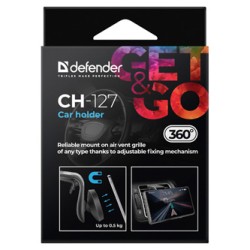 Magnetyczny uchwyt na telefon komórkowy CH-127 Defender do samochodu, ventGrip, czarno-srebrny, plastikowy, na kratkę wentylacyj