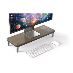 Powerton ERGO DOKY Podstawa pod monitor z stacją dokującą, szary + dekor z ciemnego drewna, ergo