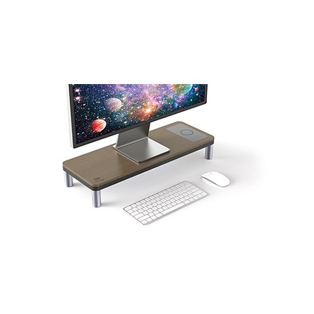 Powerton ERGO DOKY Podstawa pod monitor z stacją dokującą, szary + dekor z ciemnego drewna, ergo