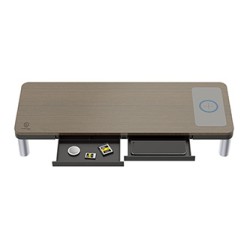 Powerton ERGO DOKY Podstawa pod monitor z stacją dokującą, szary + dekor z ciemnego drewna, ergo