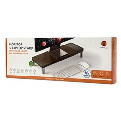 Powerton ERGO DOKY Podstawa pod monitor z stacją dokującą, szary + dekor z ciemnego drewna, ergo