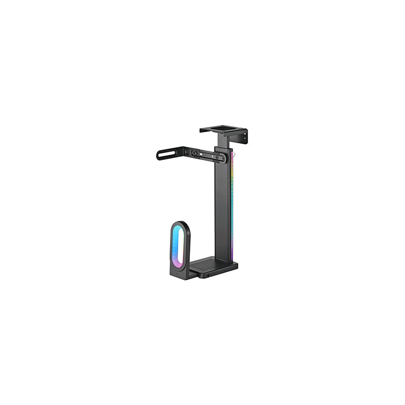 Ultradesk FLANK Uchwyt komputerowy pod blat biurka, RGB, czarna
