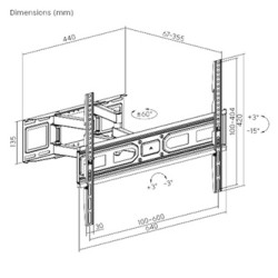 Regulowany uchwyt LPA78-466, 37"- 80", 40 kg max, 100x100 - 600x400mm VESA, 67-355mm, czarny