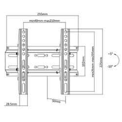 Regulowany uchwyt KL25-22T, 23"-42", 35 kg max, 75x75 - 200x200 VESA, 50 mm, czarny