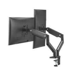 ULTRADESK BRANCH Double Regulowany uchwyt na 2 monitory, czarny, 20KG, mocowanie na zacisk, 17"-32", 75x75/100x100