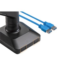 ULTRADESK BRANCH Double Regulowany uchwyt na 2 monitory, czarny, 20KG, mocowanie na zacisk, 17"-32", 75x75/100x100