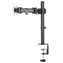 ULTRADESK SKELETON Single Regulowany uchwyt na monitor, czarny, 2-9KG, mocowanie na zacisk, 17"-30", 75x75/100x100