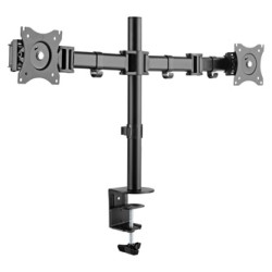 ULTRADESK SKELETON Double Regulowany uchwyt na 2 monitory, czarny, 16KG, mocowanie na zacisk, 17"-30", 75x75/100x100