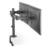 ULTRADESK SKELETON Double Regulowany uchwyt na 2 monitory, czarny, 16KG, mocowanie na zacisk, 17"-30", 75x75/100x100
