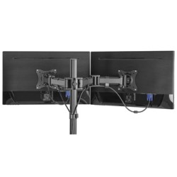 ULTRADESK SKELETON Double Regulowany uchwyt na 2 monitory, czarny, 16KG, mocowanie na zacisk, 17"-30", 75x75/100x100