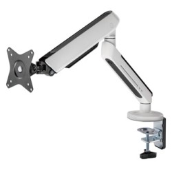 ULTRADESK OFFSHOOT Single Regulowany uchwyt na monitor, biały, 9KG, mocowanie na zacisk, 17"-32", 75x75/100x100
